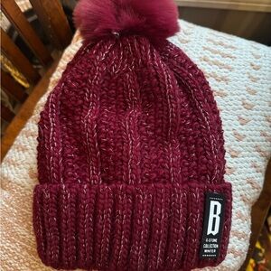 Plush Lined Burgundy Knit Beanie